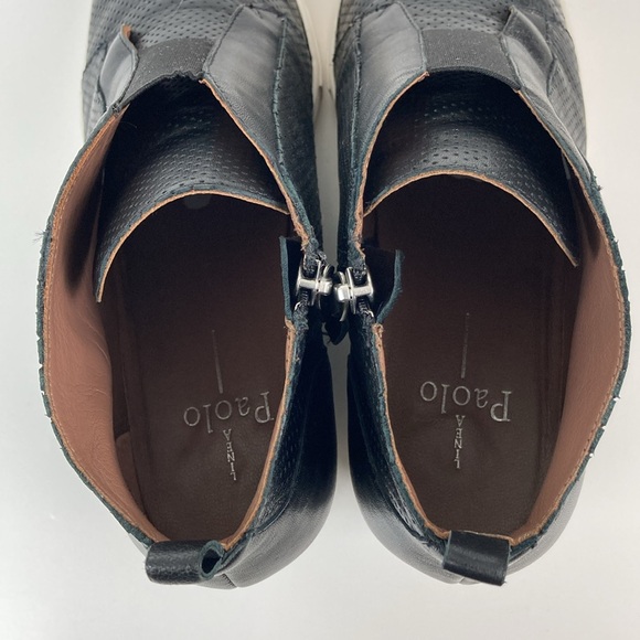 Linea Paolo Felicia Black Perforated Leather Wedge Sneaker, Size 8 - Picture 11 of 15